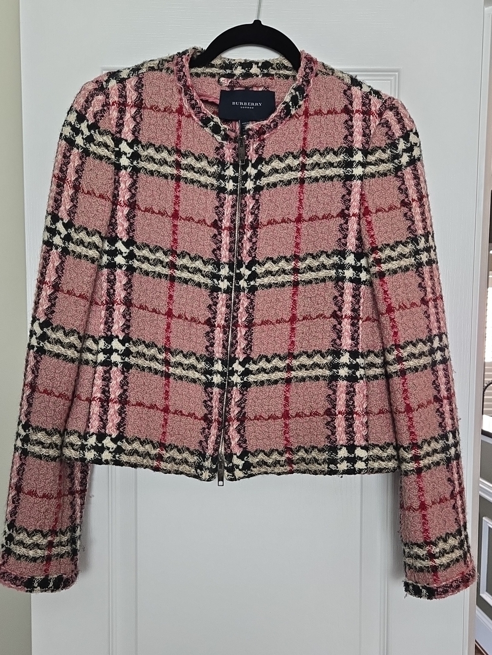 Vintage Burberry Rose Plaid Zip-Front Jacket Y2K